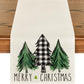 Christmas Trees Merry Xmas Table Runner, Seasonal Winter Holiday Kitchen Dining Table Decoration For Indoor Outdoor Home Party Decor 13 X 72 Inch