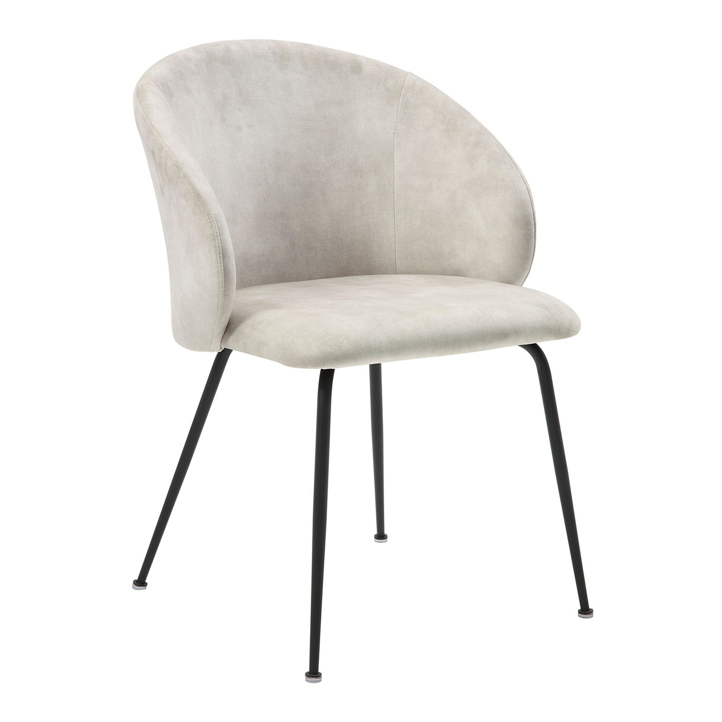 Velvet Upholstered Side Chairs Set with Metal Legs