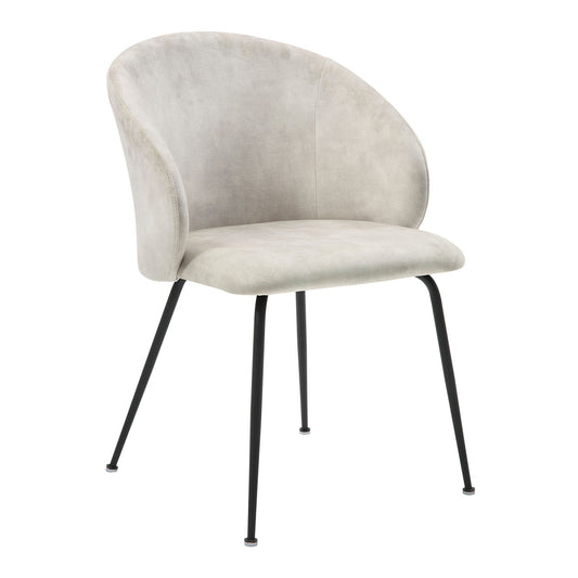 Velvet Upholstered Side Chairs Set with Metal Legs