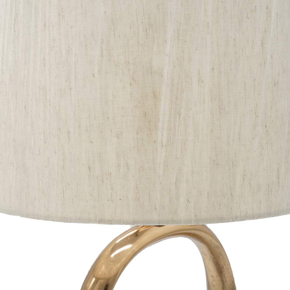 Oval Cutout Metal Table Lamp with Linen Shade