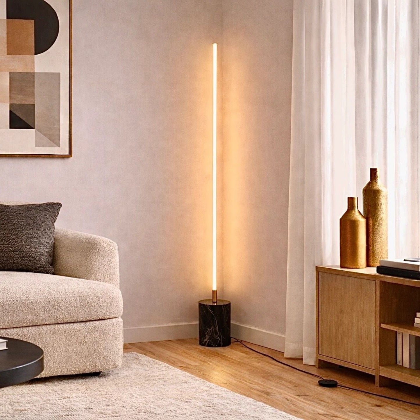 Prism LED Floor Lamp with Gold Marble Base