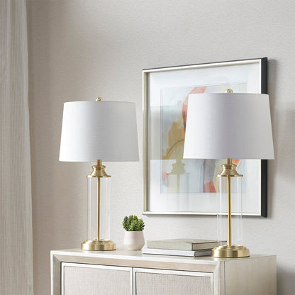 Clarity Glass Cylinder Table Lamps Set of Two