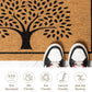 Coco Coir Door Mat Welcome Mat with Tree Print Beige 30x17x0.6