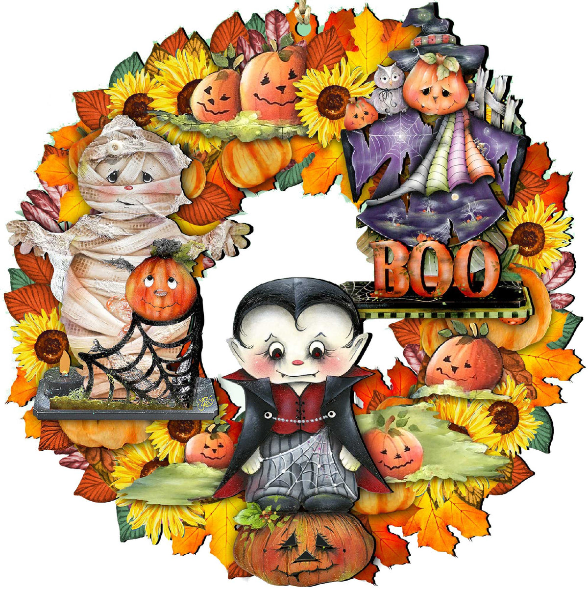 Halloween Holiday Door Wreath by G. DeBrekht - Thanksgiving Halloween Decor - 8185316H