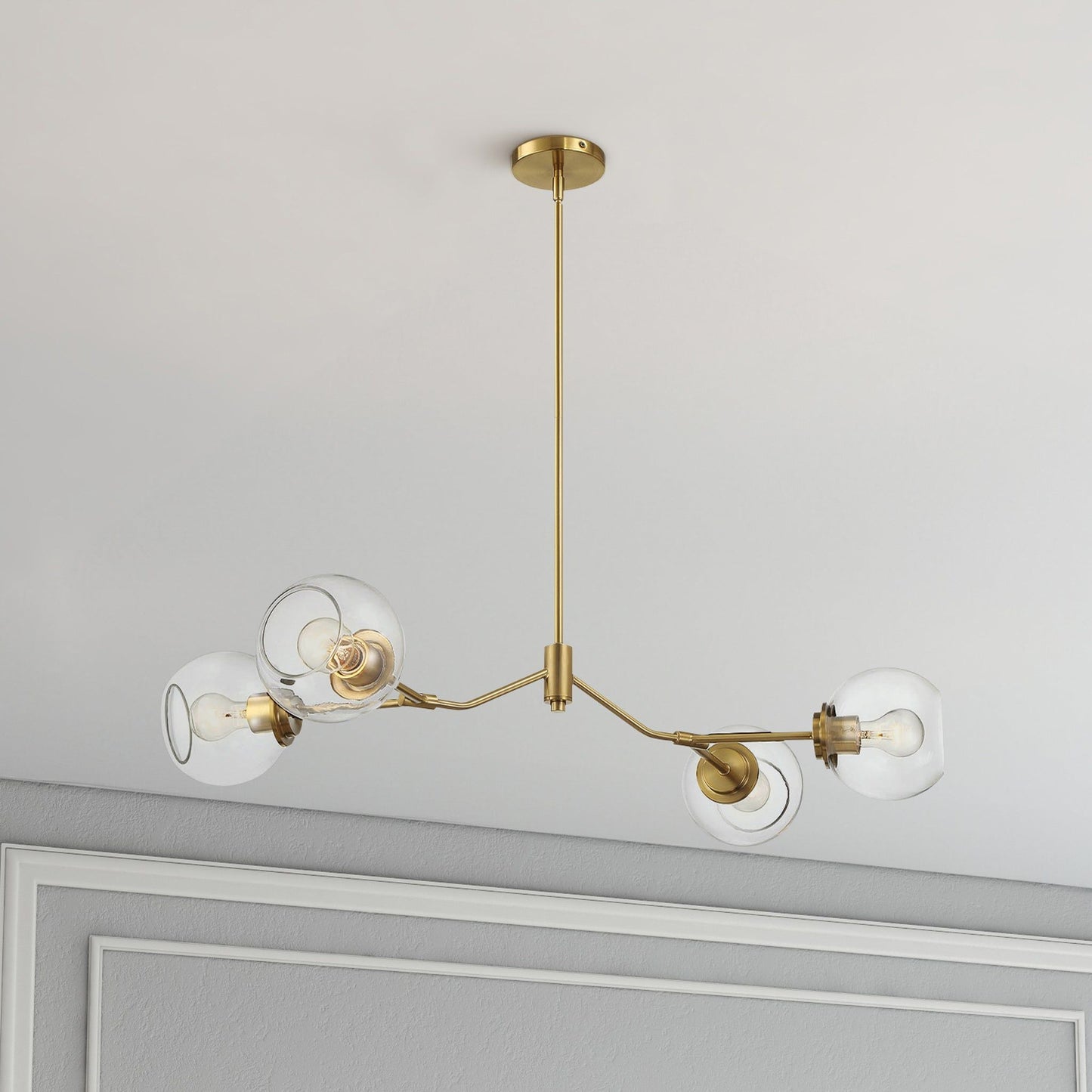 Jewel 4-Light Clear Gold Chandelier Ceiling Hanging Fixture