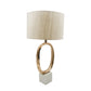 Oval Cutout Metal Table Lamp with Linen Shade