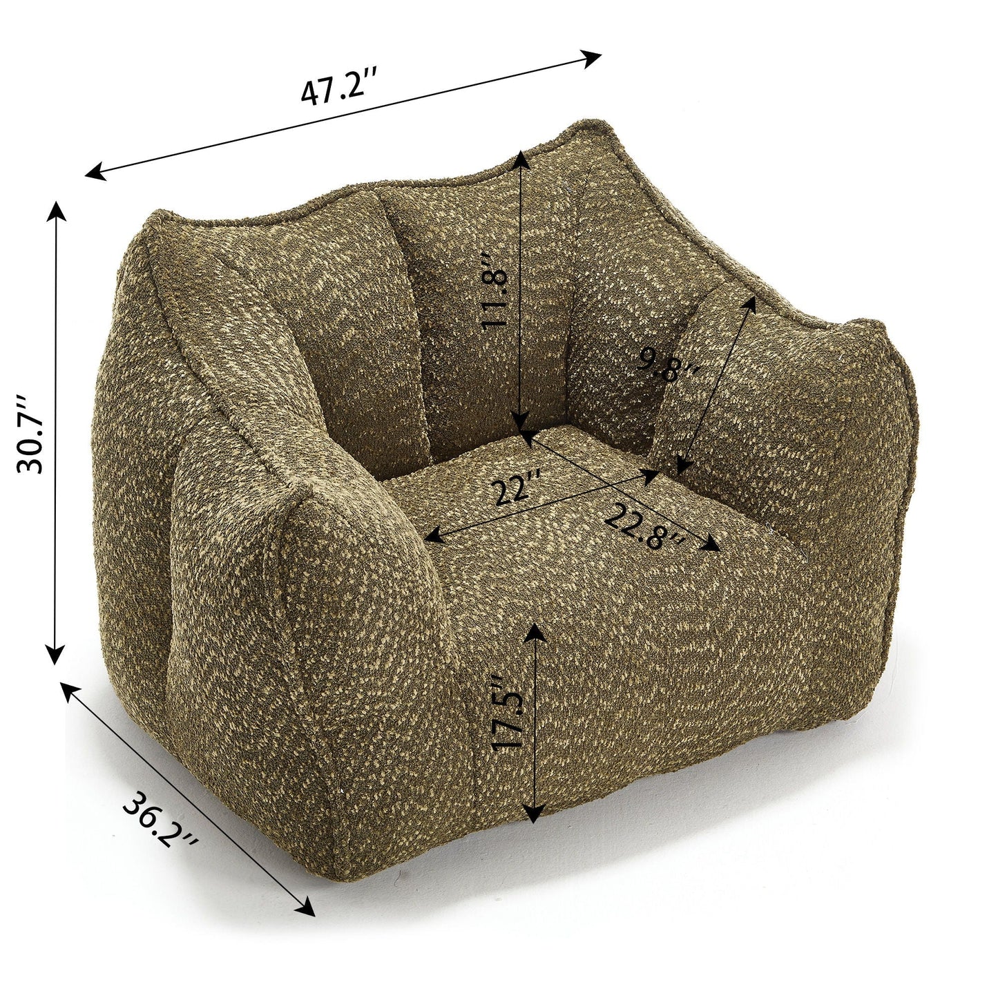 Comfortable Chenille Sofa Chair with Resilient Foam Cushion