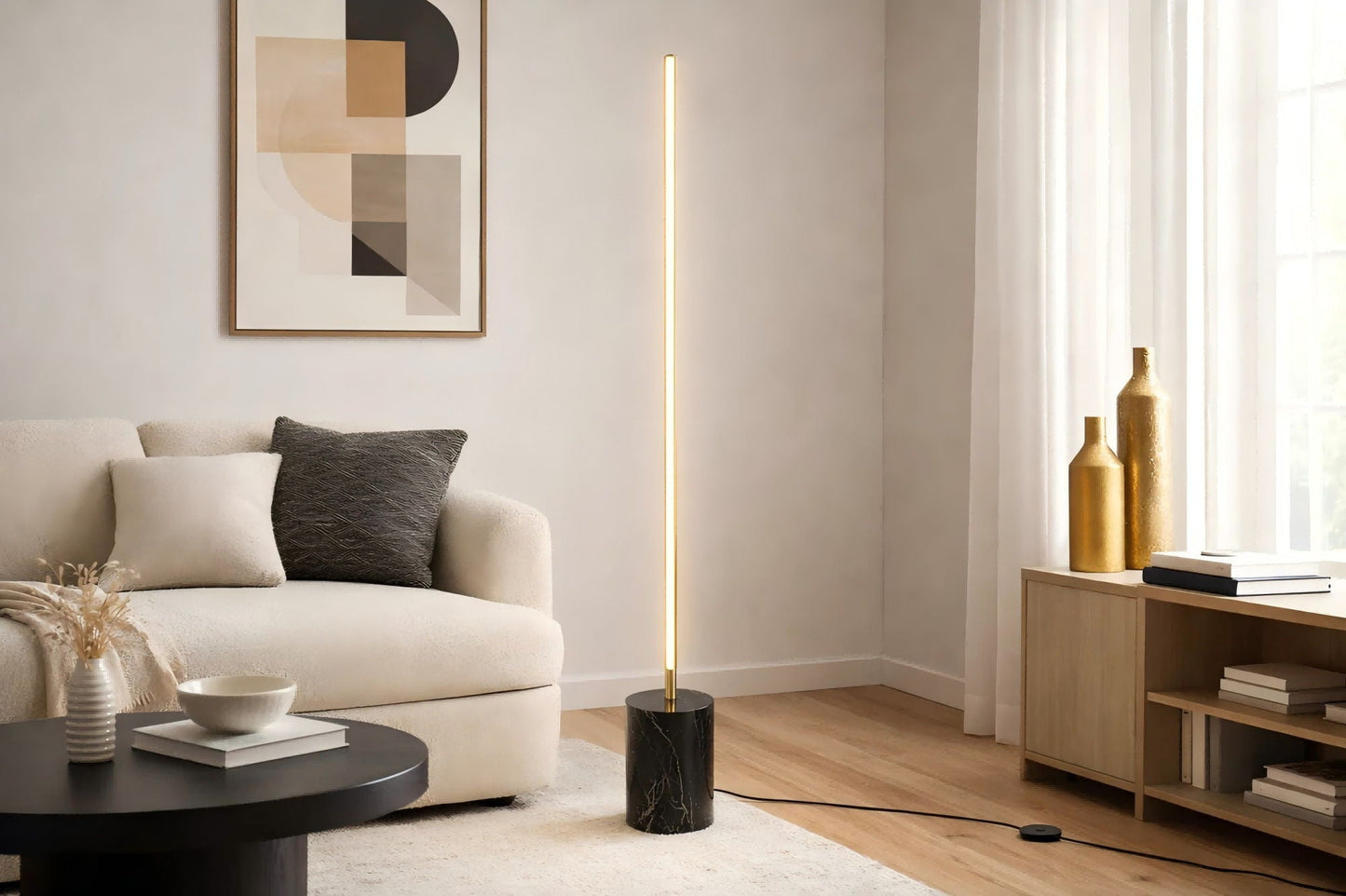 Prism LED Floor Lamp with Gold Marble Base