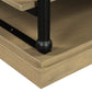 55.1' Wood Coffee Table with Black Legs and Open Storage Shelves