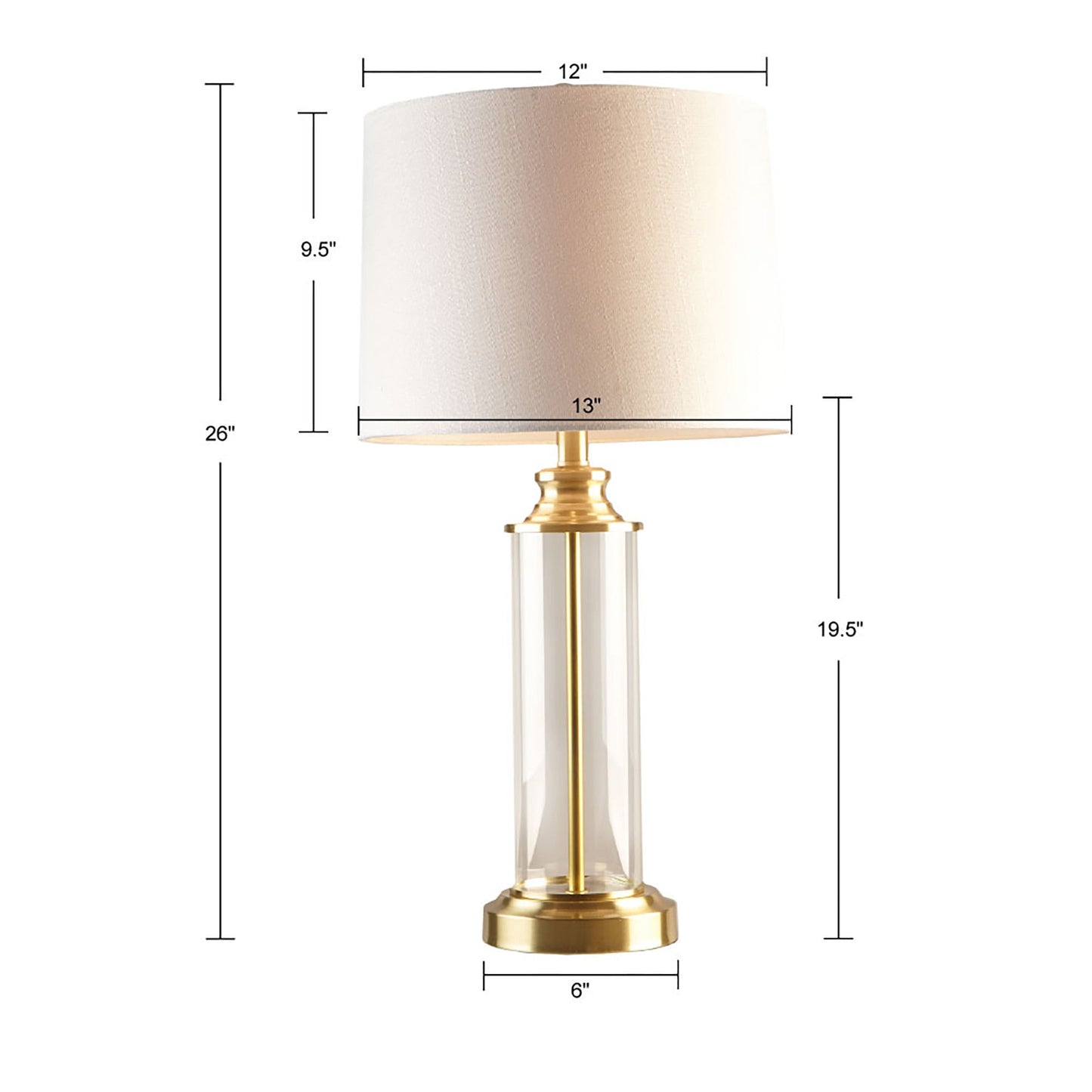 Clarity Glass Cylinder Table Lamps Set of Two
