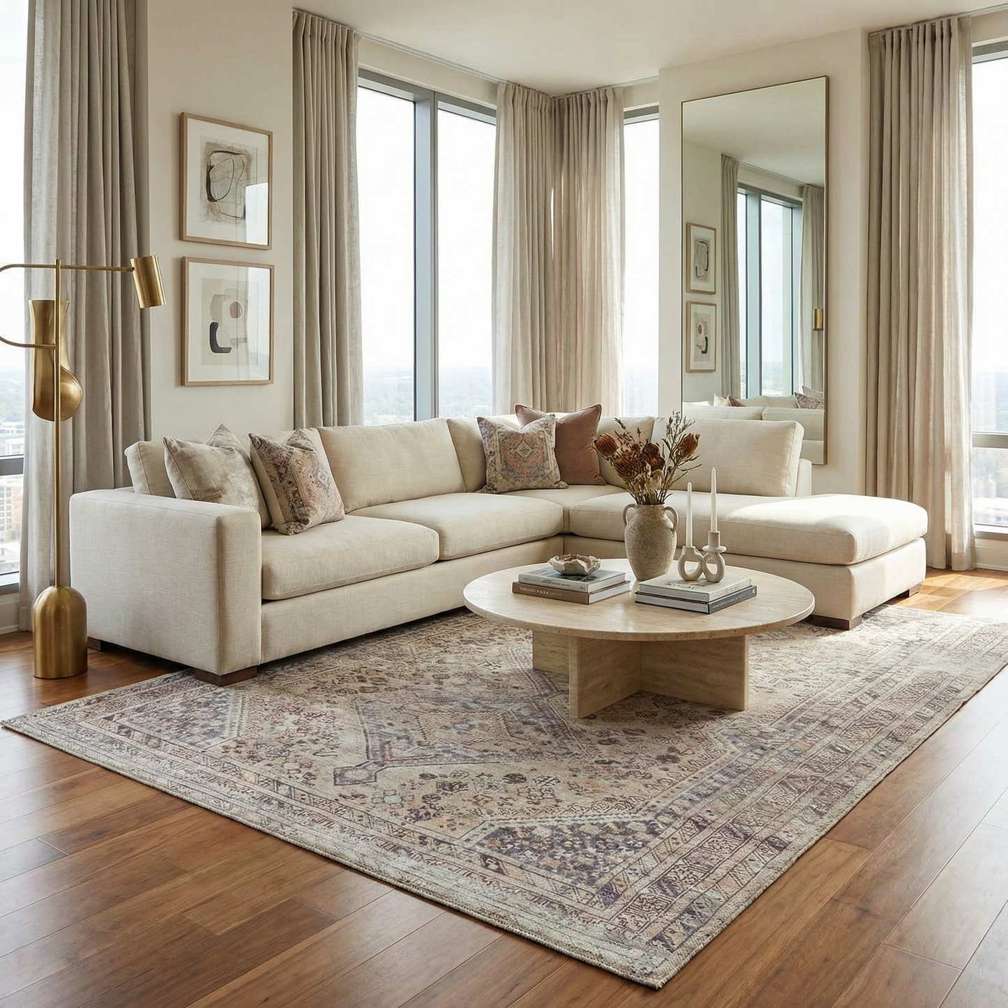 Barny Tan Washable Area Rug